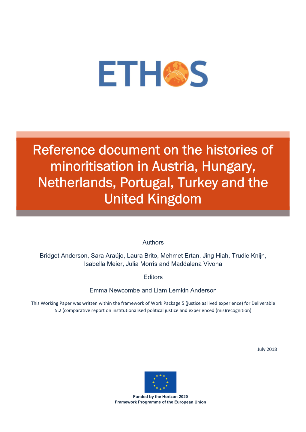 Reference Document on the Histories of Minoritisation in Austria, Hungary, Netherlands, Portugal, Turkey and The