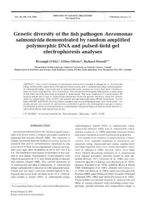 Genetic Diversity of the Fish Pathogen Aeromonas Salmonicida Demonstrated by Random Amplified Polymorphic DNA and Pulsed-Field Gel Electrophoresis Analyses