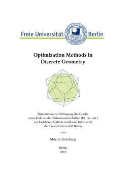 Optimization Methods in Discrete Geometry