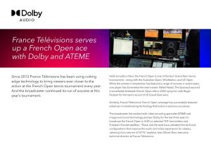 France Télévisions Serves up a French Open Ace with Dolby and ATEME