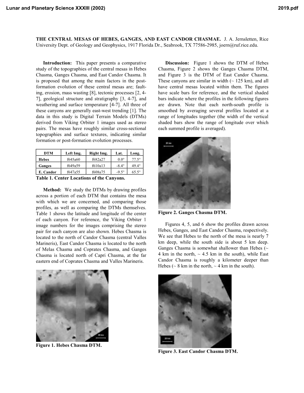 The Central Mesas of Hebes, Ganges, and East Candor Chasmae