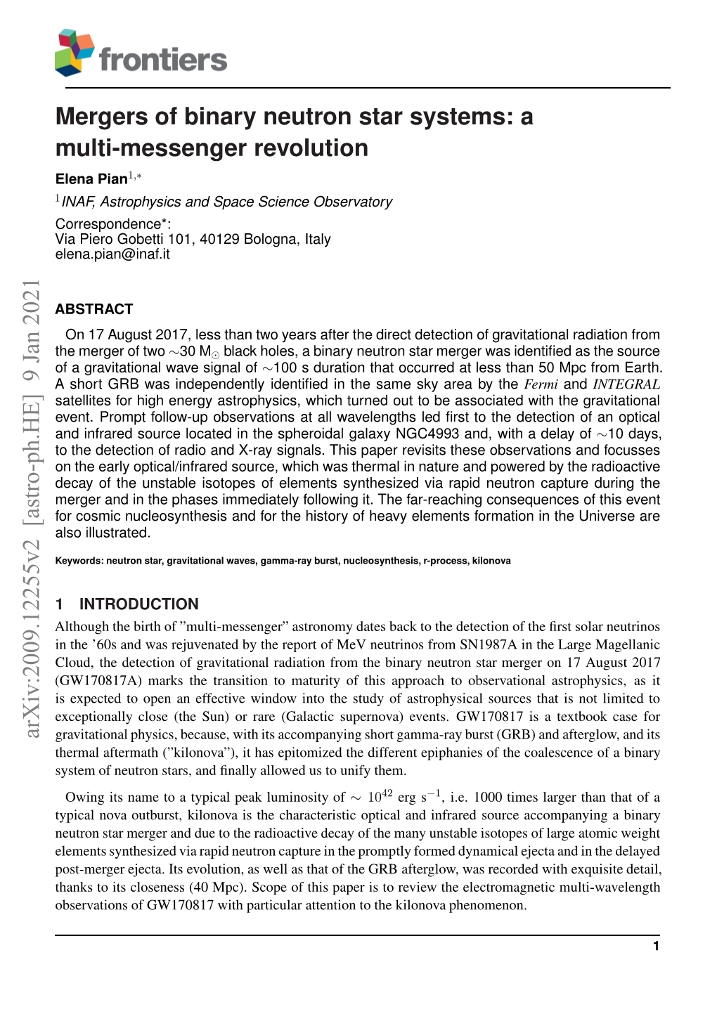 Arxiv:2009.12255V2 [Astro-Ph.HE] 9 Jan 2021