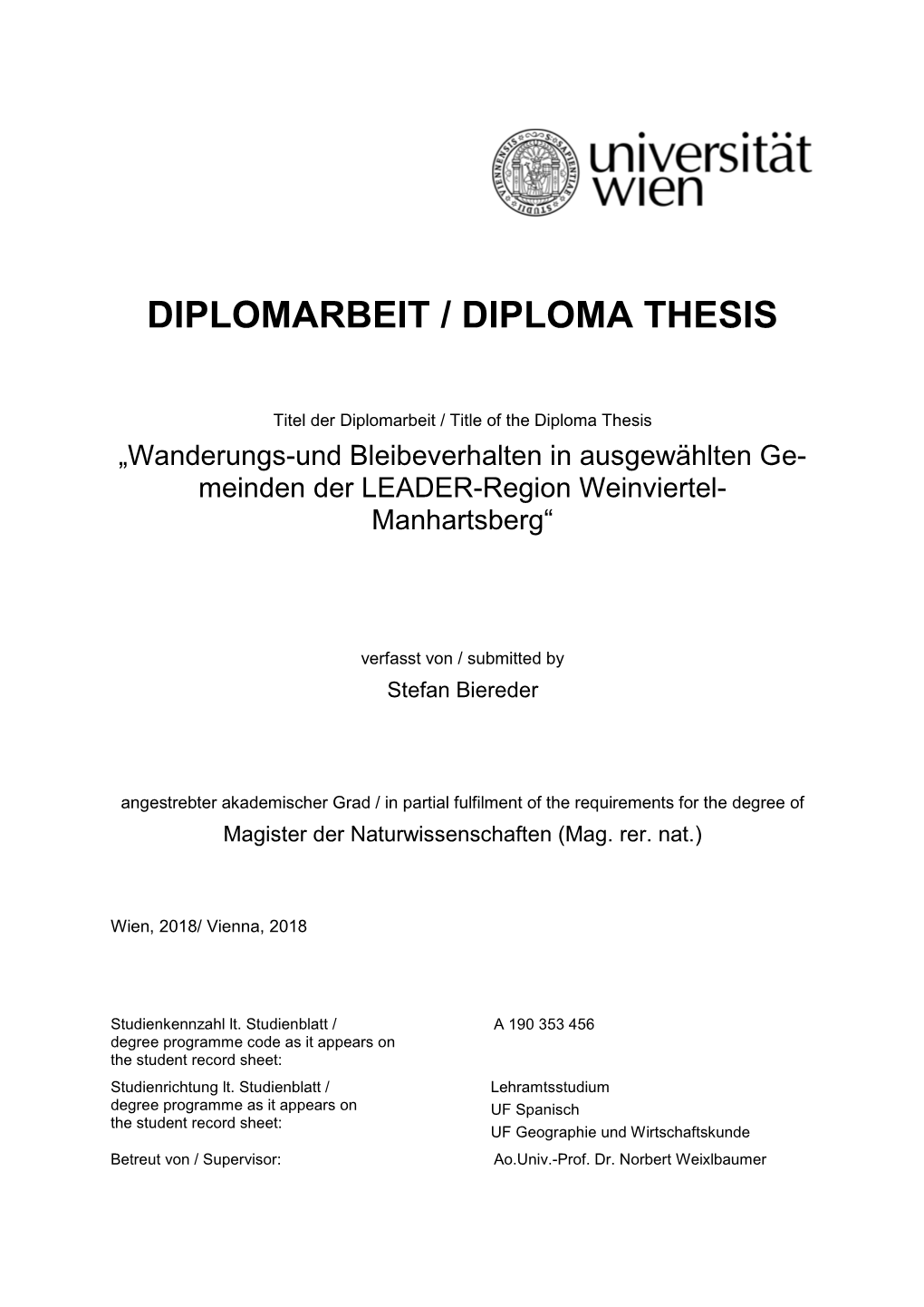 Diplomarbeit / Diploma Thesis