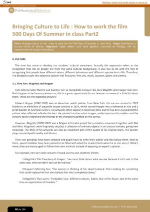 Bringing Culture to Life : How to Work the Film 500 Days of Summer in Class Part2