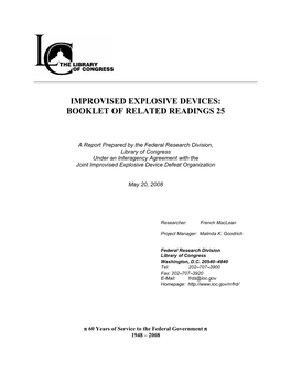 Improvised Explosive Devices: Booklet of Related Readings 25