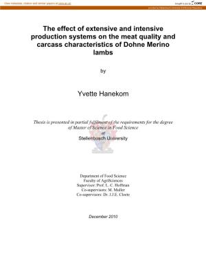 The Effect of Extensive and Intensive Production Systems on the Meat Quality and Carcass Characteristics of Dohne Merino Lambs