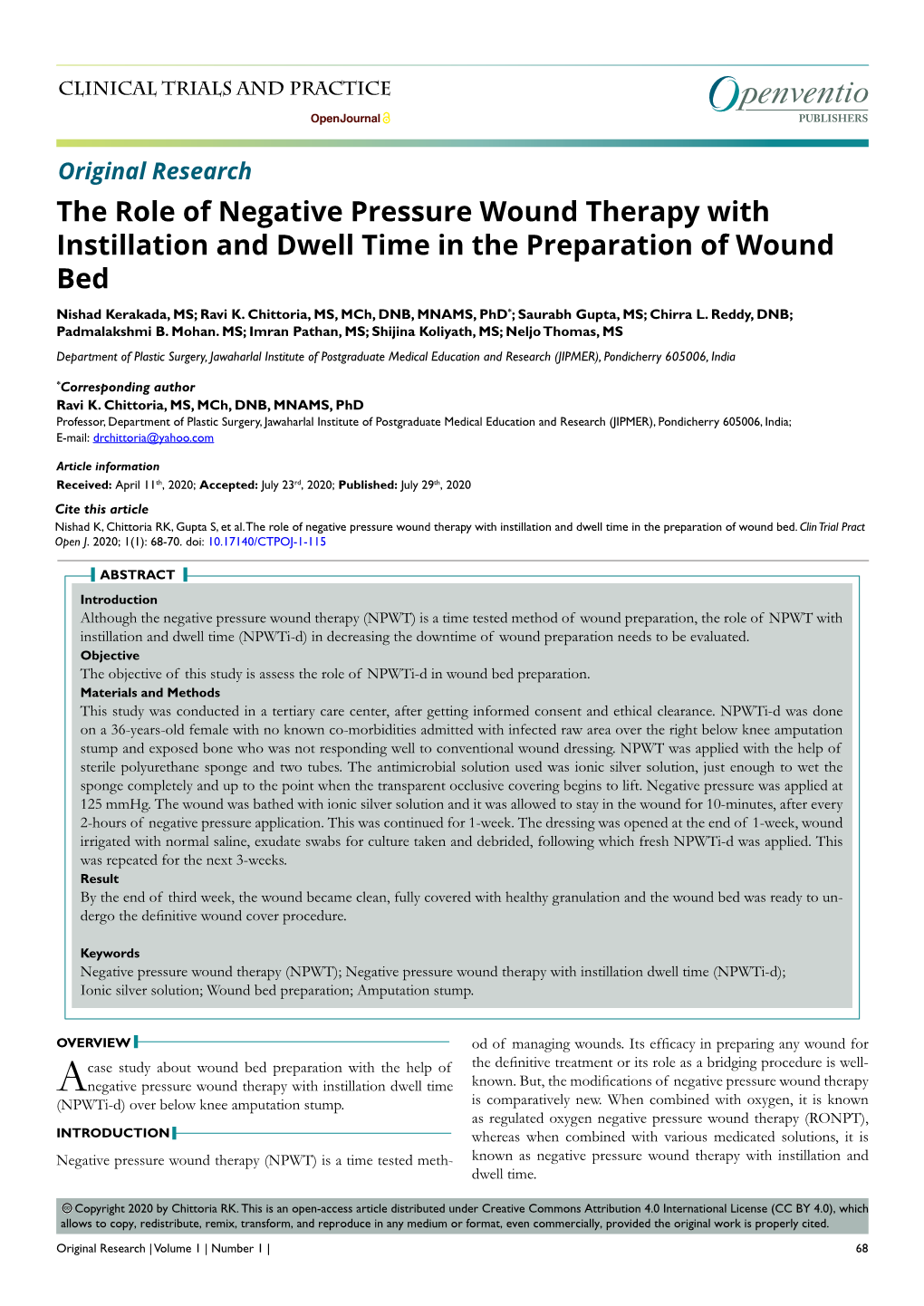 The Role Of Negative Pressure Wound Therapy With Instillation And Dwell ...