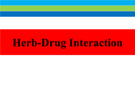 Herb-Drug Interaction Introduction