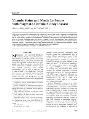 Vitamin Status and Needs for People with Stages 3-5 Chronic Kidney Disease Alison L
