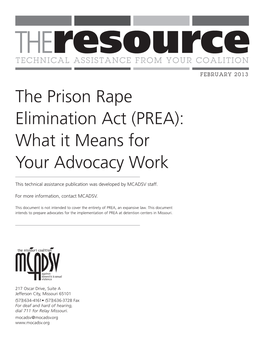 The Prison Rape Elimination Act (PREA): What It Means for Your Advocacy Work