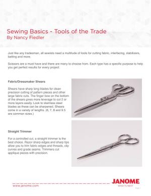 Sewing Basics - Tools of the Trade by Nancy Fiedler