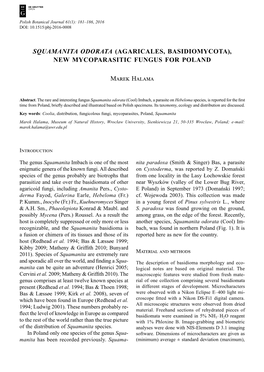 Squamanita Odorata (Agaricales, Basidiomycota), New Mycoparasitic Fungus for Poland