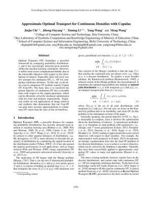 Approximate Optimal Transport for Continuous Densities with Copulas