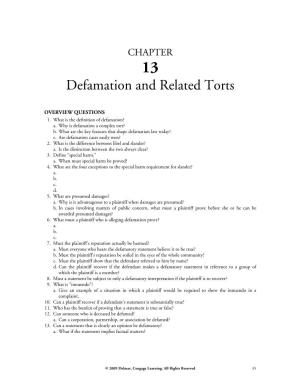Defamation and Related Torts