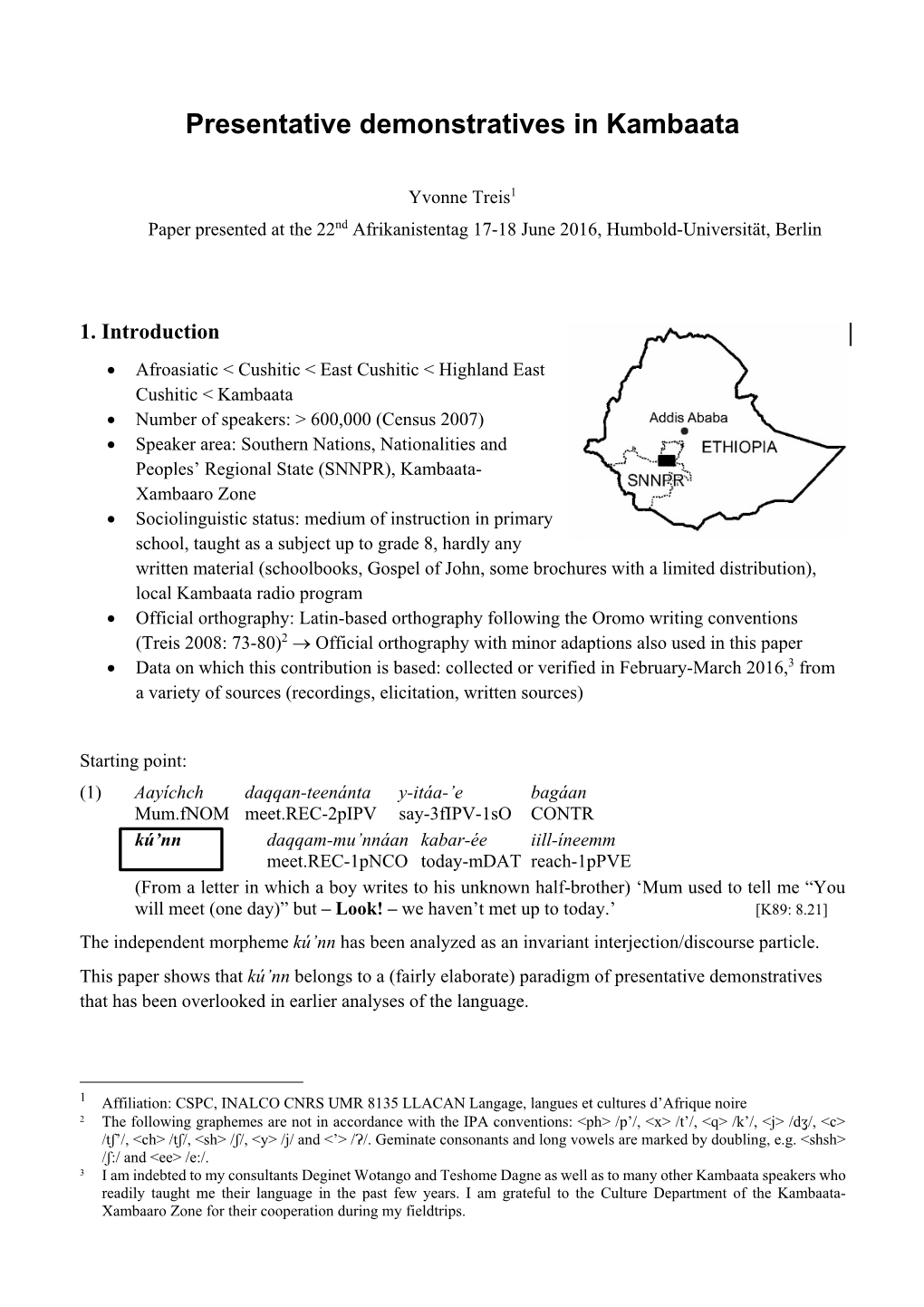 Presentative Demonstratives in Kambaata