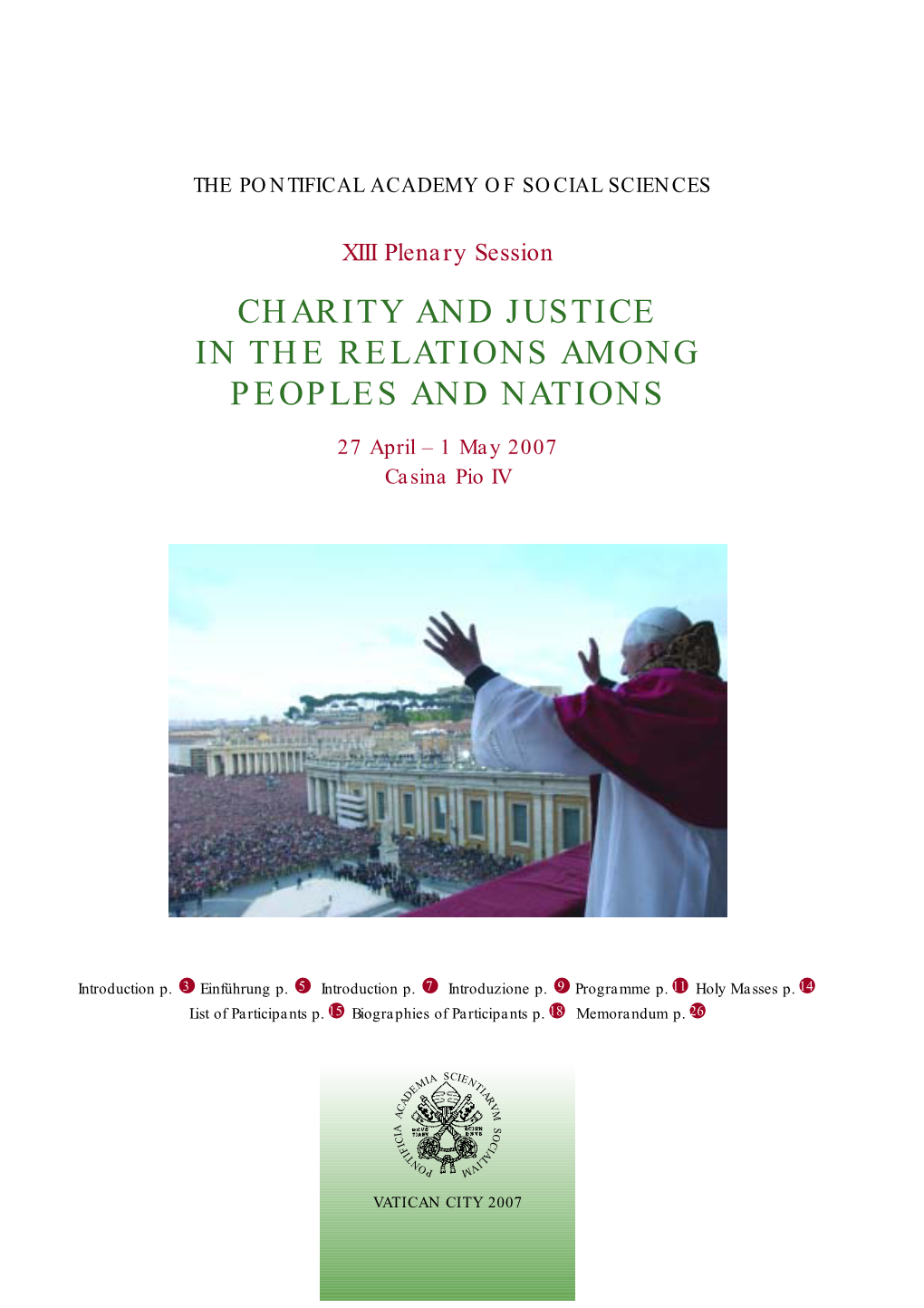 Charity and Justice in the Relations Among Peoples and Nations