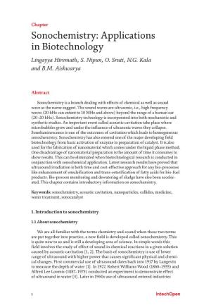 Sonochemistry: Applications in Biotechnology Lingayya Hiremath, S