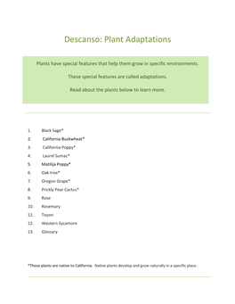 Plant Adaptations