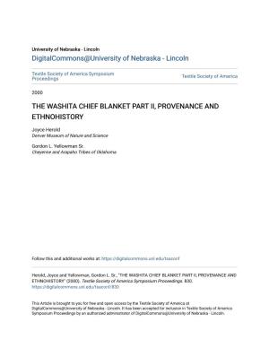 The Washita Chief Blanket Part Ii, Provenance and Ethnohistory