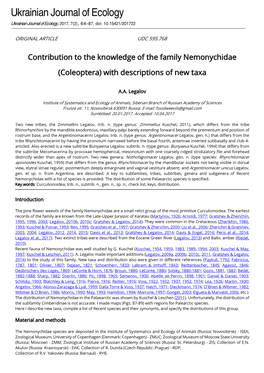 Coleoptera) with Descriptions of New Taxa