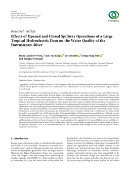 Effects of Opened and Closed Spillway Operations of a Large Tropical Hydroelectric Dam on the Water Quality of the Downstream River