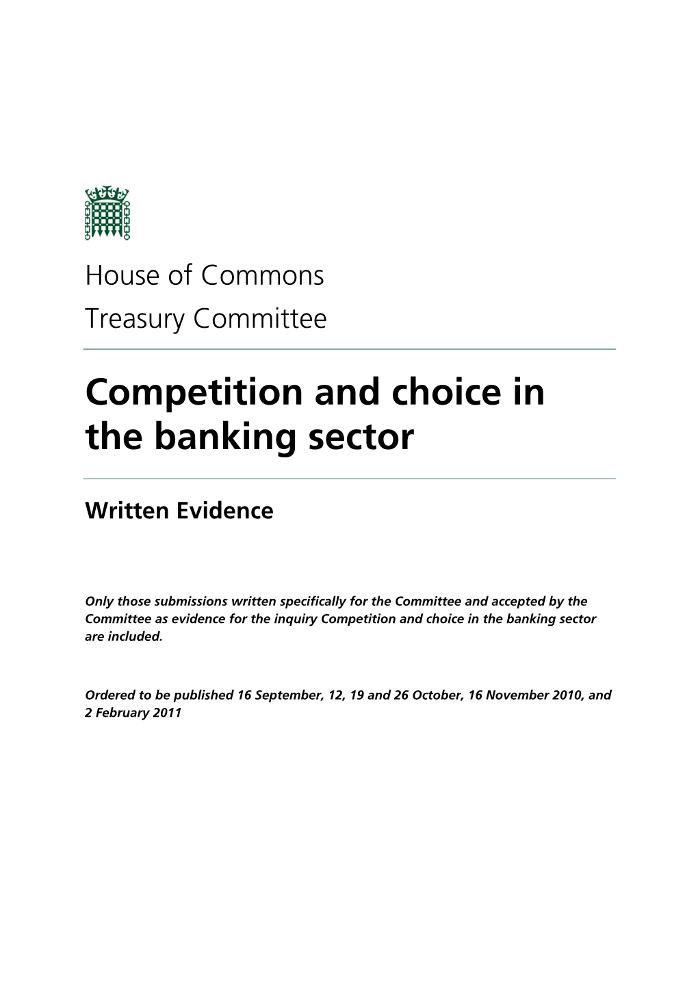 Competition and Choice in the Banking Sector