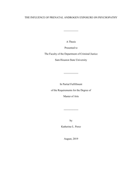 The Influence of Prenatal Androgen Exposure on Psychopathy