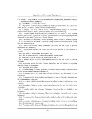 Sec. 26-55-6. Importation, Possession Or Liberation of Wild Birds, Mammals, Reptiles, Amphibians and Invertebrates (A) Definitions