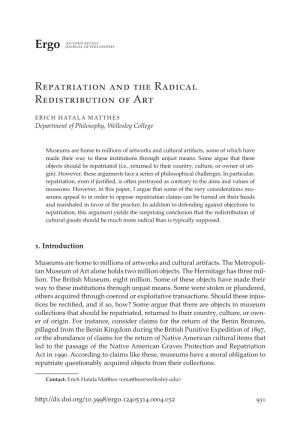 Repatriation and the Radical Redistribution of Art