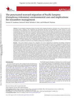 The Punctuated Seaward Migration of Pacific Lamprey (Entosphenus