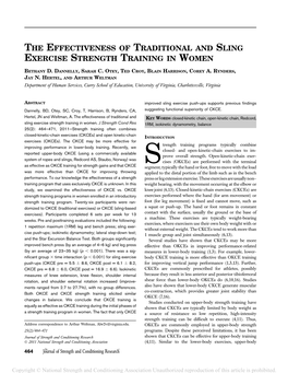 The Effectiveness of Traditional and Sling Exercise Strength Training in Women