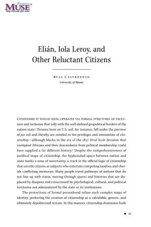 Elián, Iola Leroy, and Other Reluctant Citizens