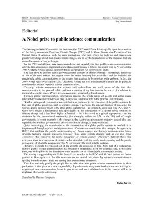 A Nobel Prize to Public Science Communication