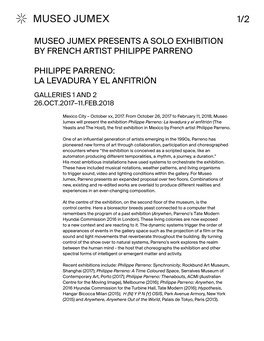La Levadura Y El Anfitrión Galleries 1 and 2 26.Oct.2017–11.Feb.2018