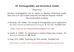 10. Exchangeability and Hierarchical Models Objective Recommended