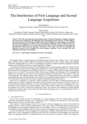 The Interference of First Language and Second Language Acquisition