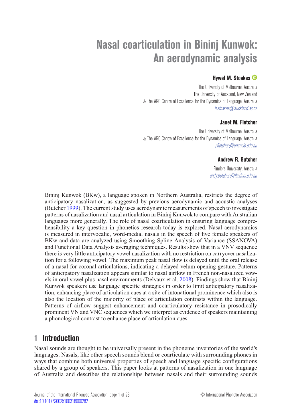 Nasal Coarticulation in Bininj Kunwok: an Aerodynamic Analysis