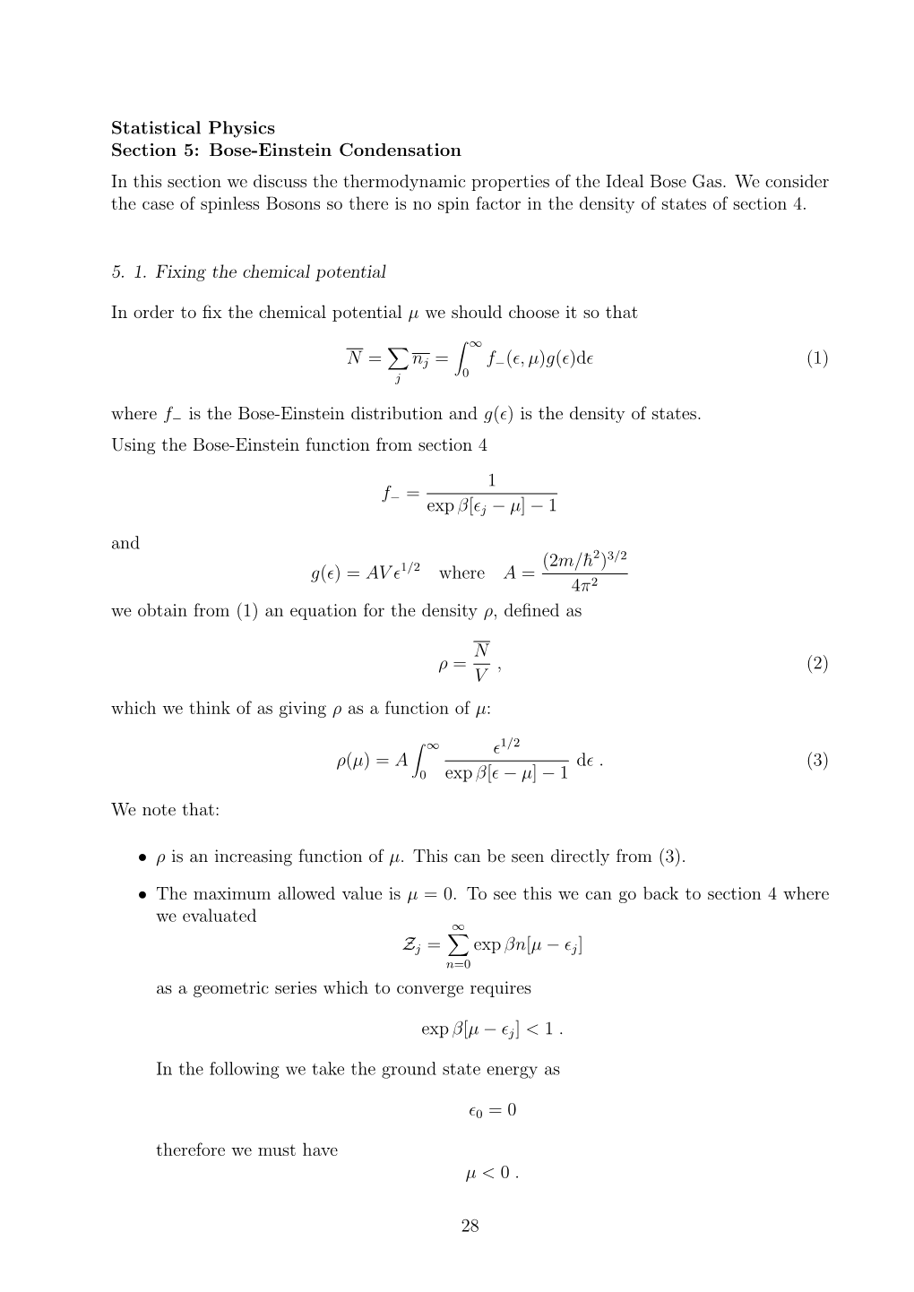 Statistical Physics Section 5: Bose-Einstein Condensation in This ...