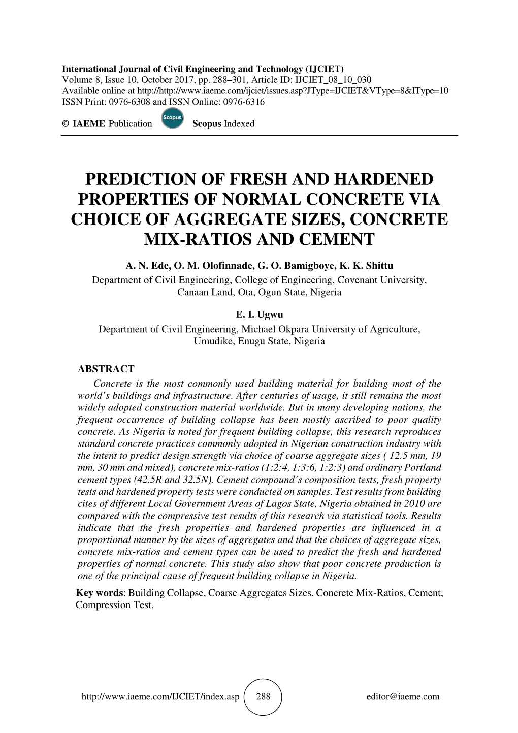 Prediction of Fresh and Hardened Properties of Normal Concrete Via Choice of Aggregate Sizes, Concrete Mix-Ratios and Cement