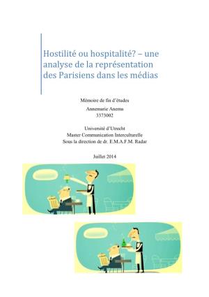Hostilité Ou Hospitalité? – Une Analyse De La Représentation Des Parisiens Dans Les Médias