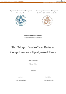 The “Merger Paradox” and Bertrand Competition with Equally-Sized Firms