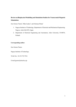 Review on Biophysical Modelling and Simulation Studies for Transcranial Magnetic Stimulation