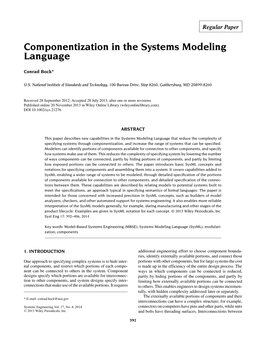 Componentization in the Systems Modeling Language