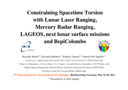 MTGC] Constraining Spacetime Torsion with the Moon and Mercury Theoretical Predictions and Experimental Limits on New Gravitational Physics