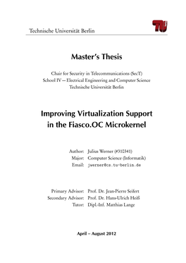 Improvement of the Virtualization Support in the Fiasco.OC Microkernel
