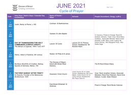 JUNE 2021 Part 1 of 2 Cycle of Prayer