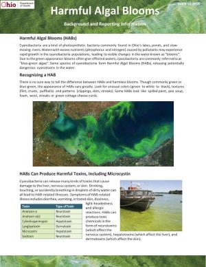 Harmful Algal Blooms Background and Reporting Information