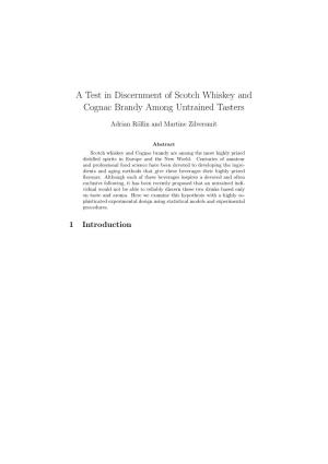 A Test in Discernment of Scotch Whiskey and Cognac Brandy Among Untrained Tasters