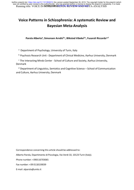 Voice Patterns in Schizophrenia: a Systematic Review and Bayesian Meta-Analysis