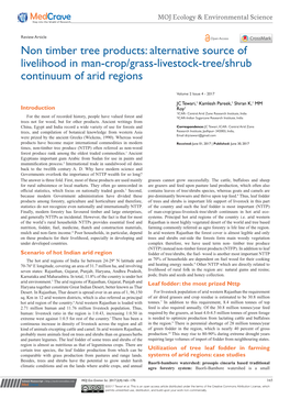 Non Timber Tree Products: Alternative Source of Livelihood in Man-Crop/Grass-Livestock-Tree/Shrub Continuum of Arid Regions